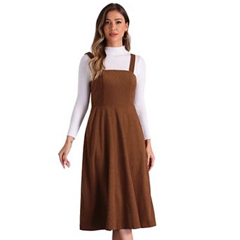 Tank Ribbed Dress for Women's Vintage A-Line Sleeveless Casual Midi Dress