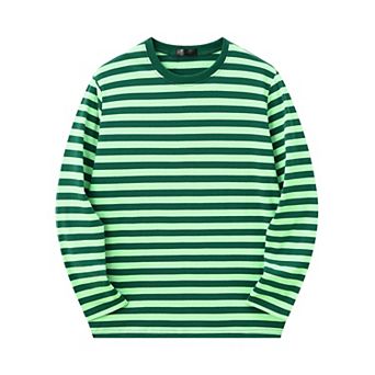 Striped Sweatshirt for Men's Crew Neck Long Sleeve Stripes Pullover Casual Tee Top