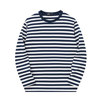 Striped Sweatshirt for Men's Crew Neck Long Sleeve Stripes Pullover Casual Tee Top