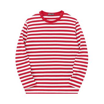 Striped Sweatshirt for Men's Crew Neck Long Sleeve Stripes Pullover Casual Tee Top