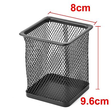 Office Metal Mesh Rectangle Desk Pen Pencil Storage Holder Container Organizer Black