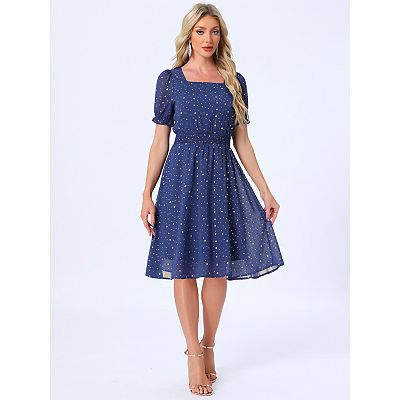knee length dresses for ladies Tiered Surplice Half Sleeve Midi Dress Beige / M main image 0