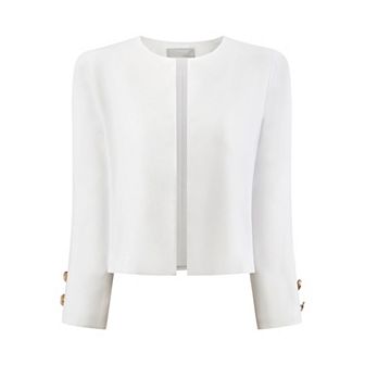 Women's Work Cropped Jacket 3/4 Sleeve Collarless Open Front Blazer
