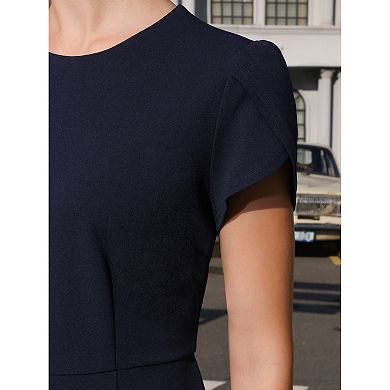 Women's Wear to Work Sheath Dress Petal Sleeve Elegant Office Pencil Dresses