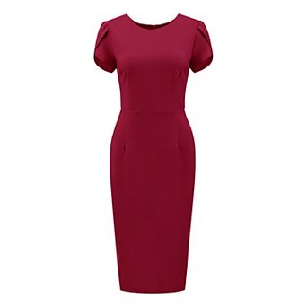 Women's Wear to Work Sheath Dress Petal Sleeve Elegant Office Pencil Dresses