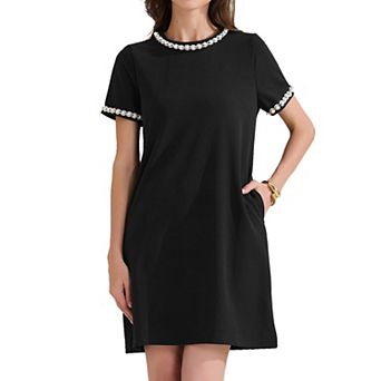 Women's Summer Short Sleeve Dress Crew Neck Solid Loose Casual Short Dresses