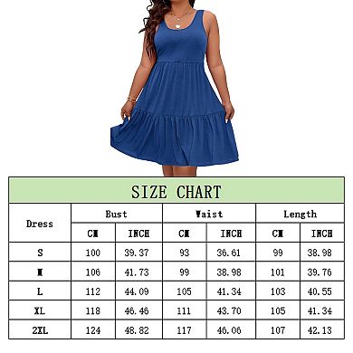 Women's Plus Size Ruffle Tiered Sleeveless Mini Dresses Loose A Line Tank Dress