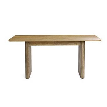 LuxenHome Natural Wood Finish 6-Person 63-Inch Wide Rectangle Dining Table