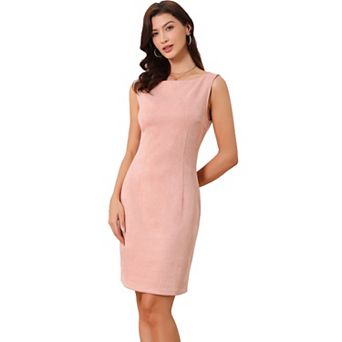 Faux Suede Dress for Women's Boat Neck Sleeveless Sheath Dresses