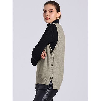 Knit Sweater Vest Top for Women's Sleeveless Ribbed V Neck Pullover Vest