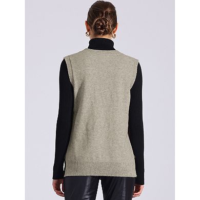 Knit Sweater Vest Top for Women's Sleeveless Ribbed V Neck Pullover Vest