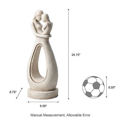 Glitzhome Modern Abstract Sculpture Hugging Mommy and Baby Garden Statue