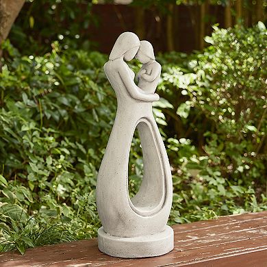 Glitzhome Modern Abstract Sculpture Hugging Mommy and Baby Garden Statue