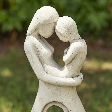 Glitzhome Modern Abstract Sculpture Hugging Mommy and Baby Garden Statue