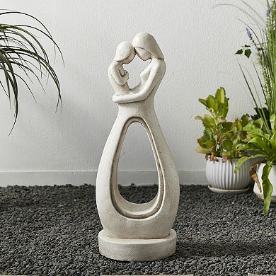 Glitzhome Modern Abstract Sculpture Hugging Mommy and Baby Garden Statue