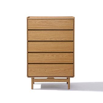 LuxenHome Oak Finish Manufactured Wood 48.5-Inch Tall 5-Drawer Bachelor Chest