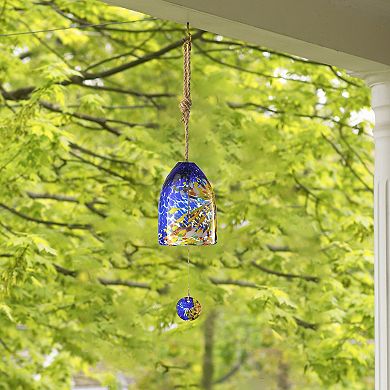 Glitzhome 26"H Glass Twist Glaze Windchime