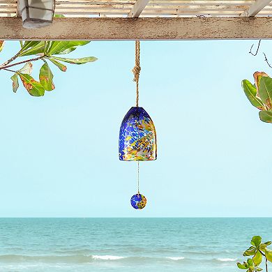 Glitzhome 26"H Glass Twist Glaze Windchime