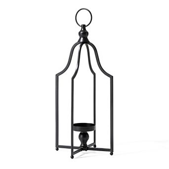 Glitzhome 22.00"H Modern Farmhouse Black Metal Lantern