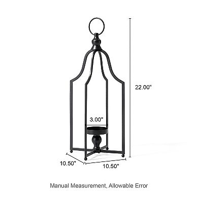 Glitzhome 22.00"H Modern Farmhouse Black Metal Lantern