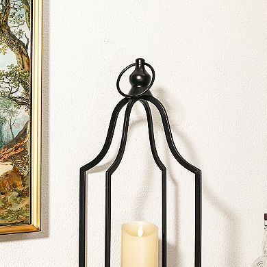 Glitzhome 22.00"H Modern Farmhouse Black Metal Lantern