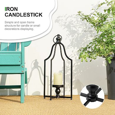 Glitzhome 22.00"H Modern Farmhouse Black Metal Lantern
