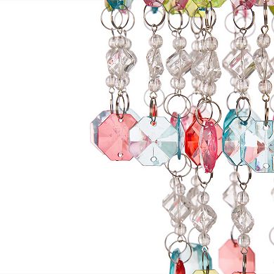 Glitzhome 18.75"H Solar Lighted Multicolored Acrylic Jewel Beaded Wind Chime