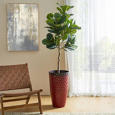 Glitzhome 23.75"H Set of 2 PP and Stone Honeycomb Textured Tall Plastic Planter
