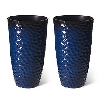 Glitzhome 23.75"H Set of 2 PP and Stone Honeycomb Textured Tall Plastic Planter