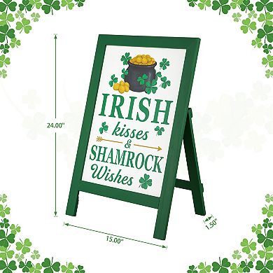 Glitzhome 24"H Handcrafted St. Patrick's Wooden Porch Sign
