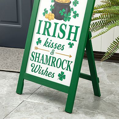 Glitzhome 24"H Handcrafted St. Patrick's Wooden Porch Sign
