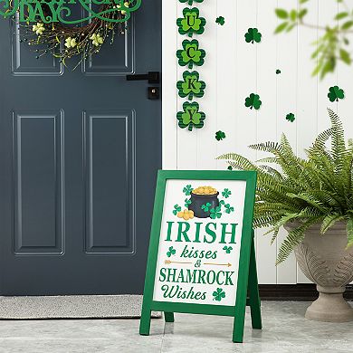 Glitzhome 24"H Handcrafted St. Patrick's Wooden Porch Sign