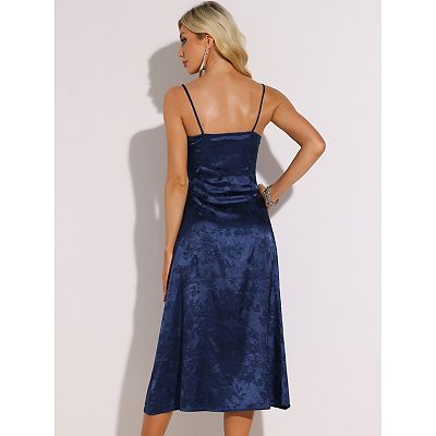 knee length dresses for ladies Stylish Shine Glitter Satin Lace-Up Midi Dress main image 0