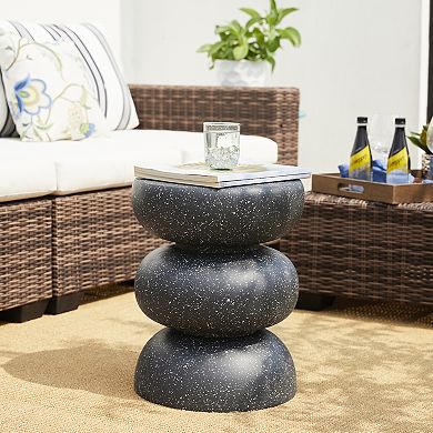 Glitzhome 18"H Multi-functional Hand Painted MGO Faux Terrazzo Garden Stool