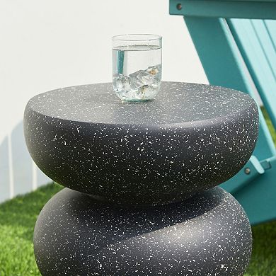 Glitzhome 18"H Multi-functional Hand Painted MGO Faux Terrazzo Garden Stool