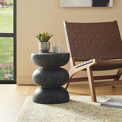 Glitzhome 18"H Multi-functional Hand Painted MGO Faux Terrazzo Garden Stool