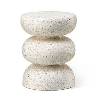 Glitzhome 18"H Multi-functional Hand Painted MGO Faux Terrazzo Garden Stool