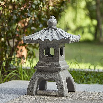 Glitzhome Zen/Asian garden styles MGO Faux Concrete Pagoda Garden