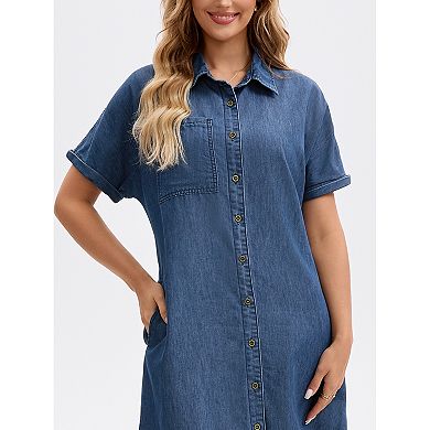 Women’s Button Down Denim Midi Dress
