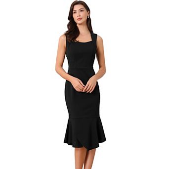 Sleeveless Dress for Women's Cocktail Sweetheart Neck Bodycon Fishtail Ruffles Dresses