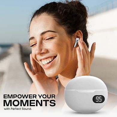 GabbaGoods Truebuds Bliss Premium Wireless Earbuds with LCD Battery Display Charging Case