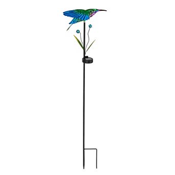 Glitzhome 36"H Fluttering Solar Hummingbird Yardstake