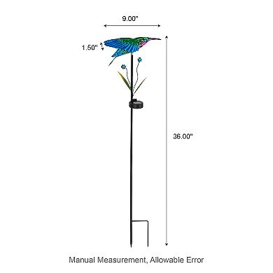 Glitzhome 36"H Fluttering Solar Hummingbird Yardstake