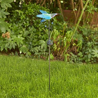 Glitzhome 36"H Fluttering Solar Hummingbird Yardstake