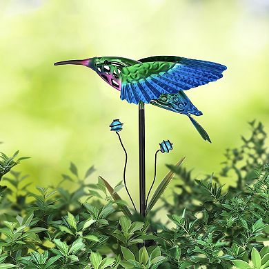 Glitzhome 36"H Fluttering Solar Hummingbird Yardstake