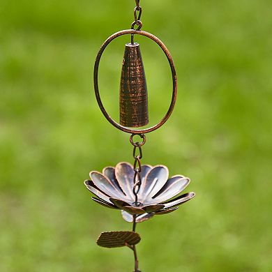 Glitzhome 8.5ft 20-Piece Faux Copper Lotus Flower and Bell Shaped Rain Chain