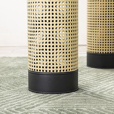 Glitzhome Set of 2 Decorative Gold/Black Metal Floor Vases