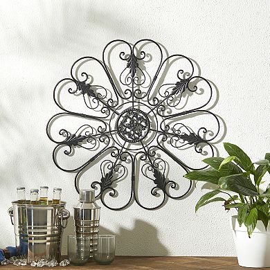 Glitzhome 23.75"D Traditional Iron Scroll Wall Décor