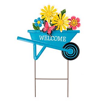Glitzhome 30"H Metal Spring Garden Cart Yardstake