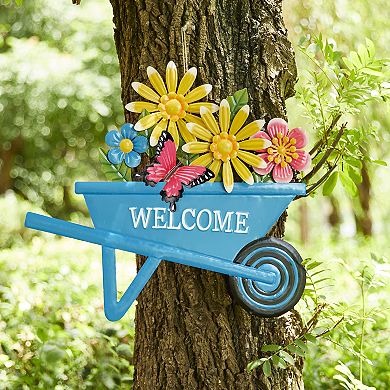 Glitzhome 30"H Metal Spring Garden Cart Yardstake